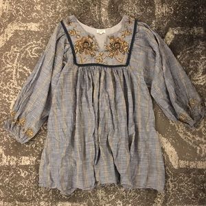 WorldMarket Blue/Gold Embroidered Kora Dress